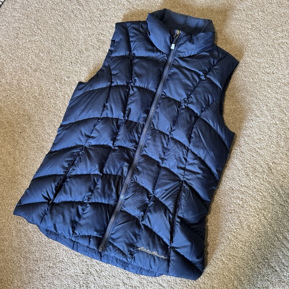 Eddie Bauer Jackets & Blazers - Eddie Bauer Vest Womens SMALL Navy Blue Down Full Zip Puffer Hiking Outdoors